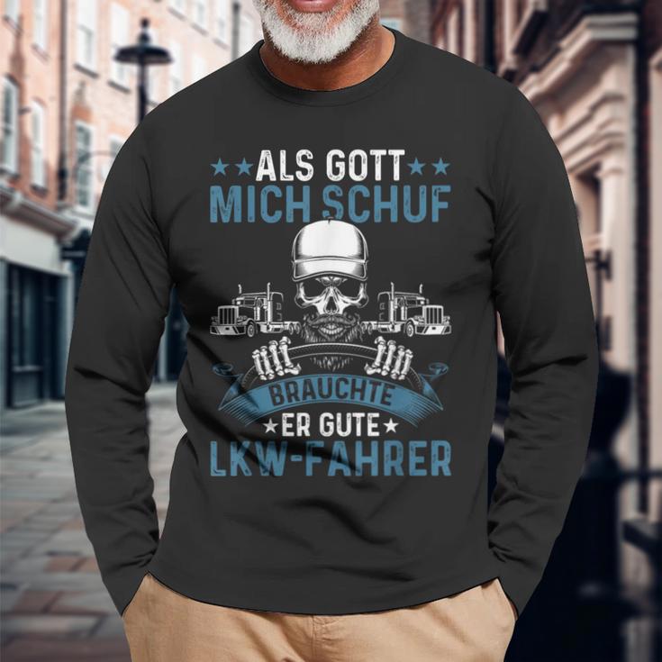 Lorry Driver Truck God Created Good Truck Driver Trucker Langarmshirts Geschenke für alte Männer