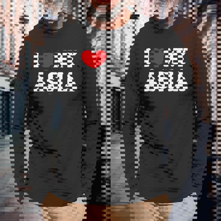 I Love My Asia I Heart My Asia Long Sleeve T-Shirt Gifts for Old Men