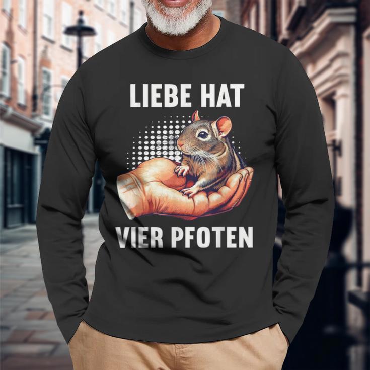 With Love Has Four Paws Degu Degus Owner Deguhalter Langarmshirts Geschenke für alte Männer