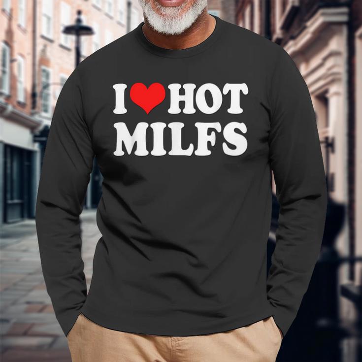 I Love Hot Milfs I Heart Hot Milfs Couple Set Langarmshirts Geschenke für alte Männer