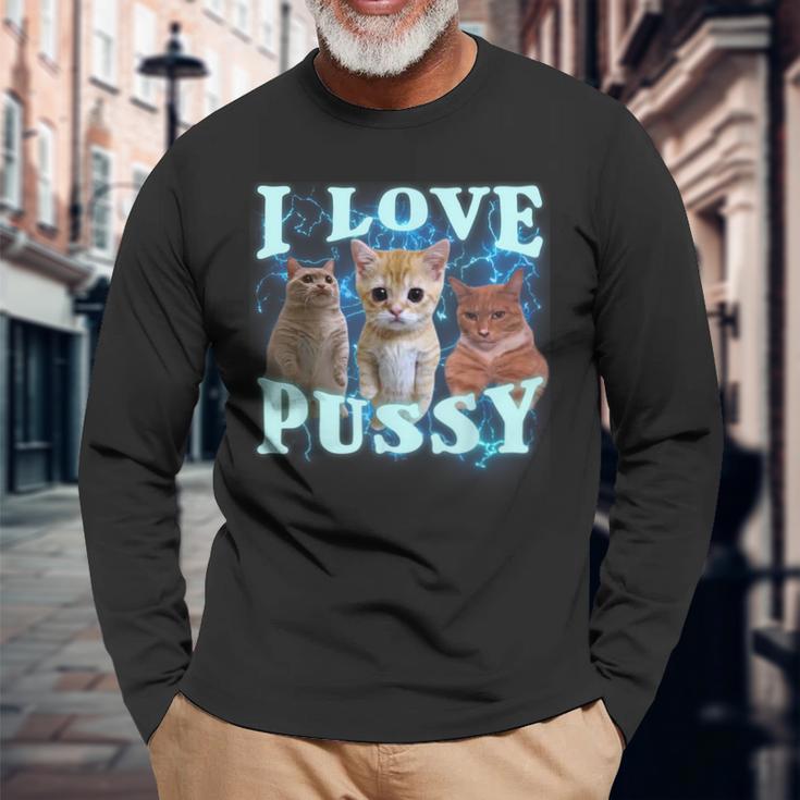 I Love Pussy Cat Langarmshirts Geschenke für alte Männer