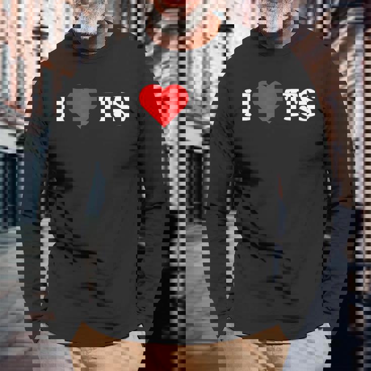 I Love Ts I Heart Ts Y2k Aesthetic Red Heart Camiseta de manga larga Regalos para ancianos