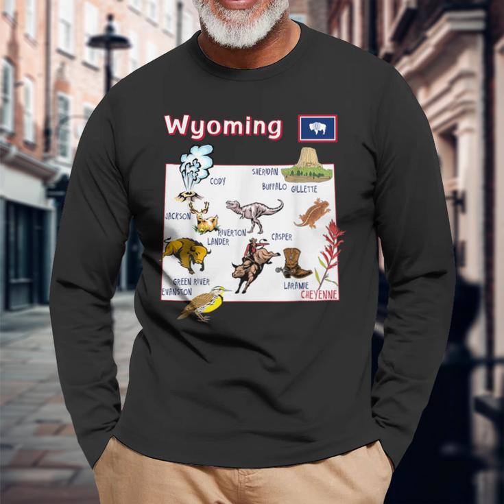 Wyoming State Map Souvenir Fridge Magnet – Landmarks Collage Design