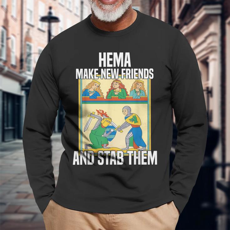 Medieval Sword Fighting Traditions And Tournaments Hema Langarmshirts Geschenke für alte Männer