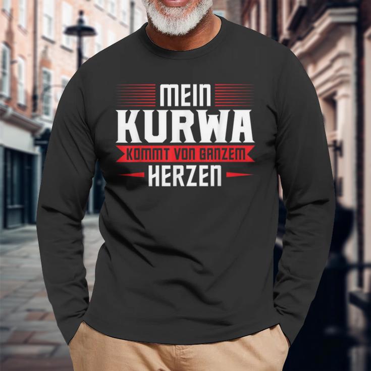 Mein Kurwa Kommton Ganzem Herz Polen Kurwa Langarmshirts Geschenke für alte Männer