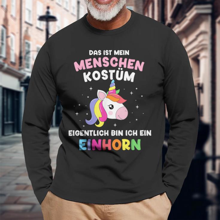 Mein Menschen Bin Einhorn For Carnival Langarmshirts Geschenke für alte Männer