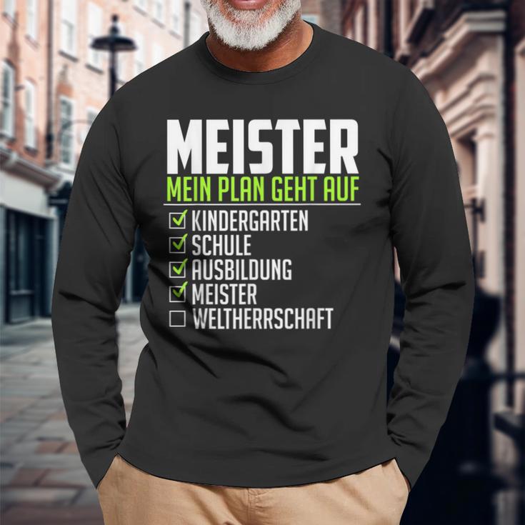 Meister Saying World Therrschaft Graduation Meister Langarmshirts Geschenke für alte Männer