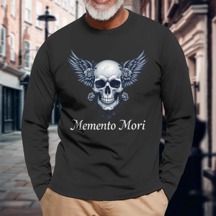 Memento Mori Gothic Skull & Wings Langarmshirts Geschenke für alte Männer