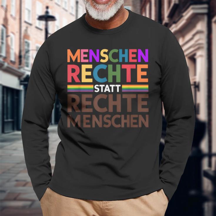 Menschenrechte Statt Rechte Menschen Regenbogen Spruch Langarmshirts Geschenke für alte Männer