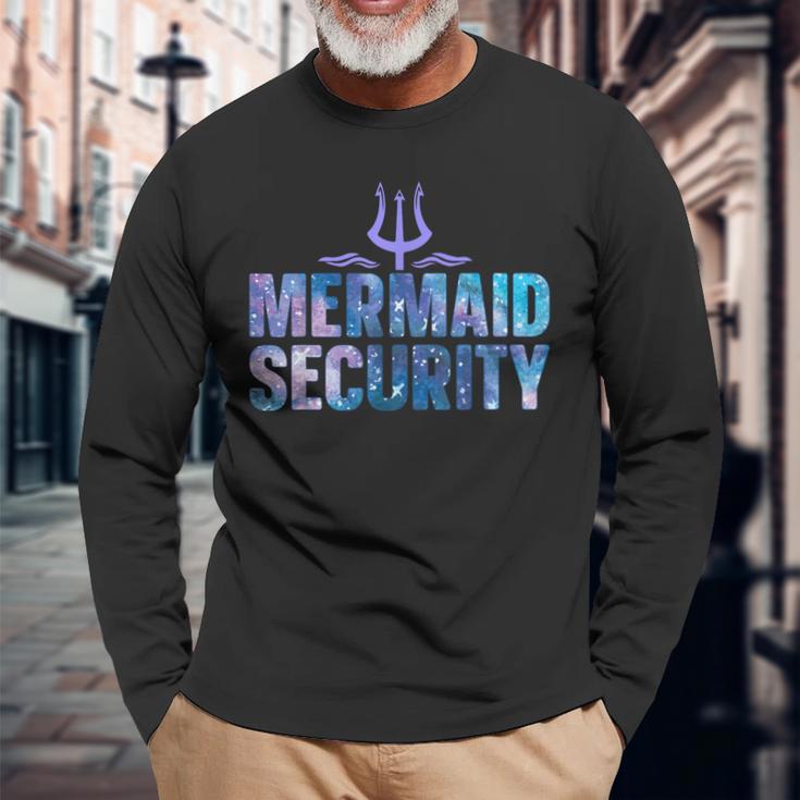 Mermaid Security Dad Mermaid Family Mermaid Squad Langarmshirts Geschenke für alte Männer