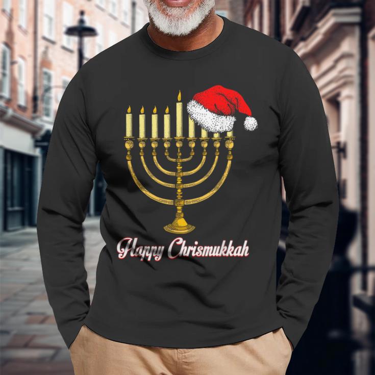 Merry Christmas Jewish Christmas Hanukkah Holiday Langarmshirts Geschenke für alte Männer