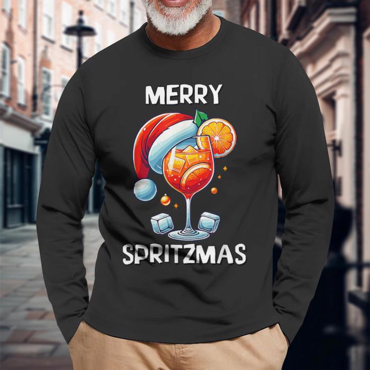 Merry Spritzmas Christmas Cocktail Holiday Drink Langarmshirts Geschenke für alte Männer