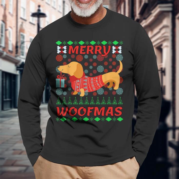 Merry Woofmas Dachshund Christmas Jumper Langarmshirts Geschenke für alte Männer