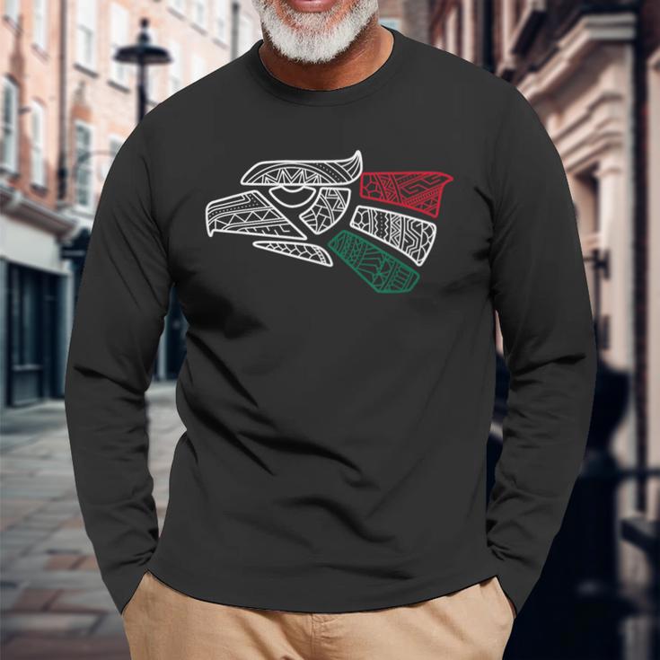 Mexican Flag Mexican Eagle Aztec Style Hecho En Mexico Langarmshirts Geschenke für alte Männer