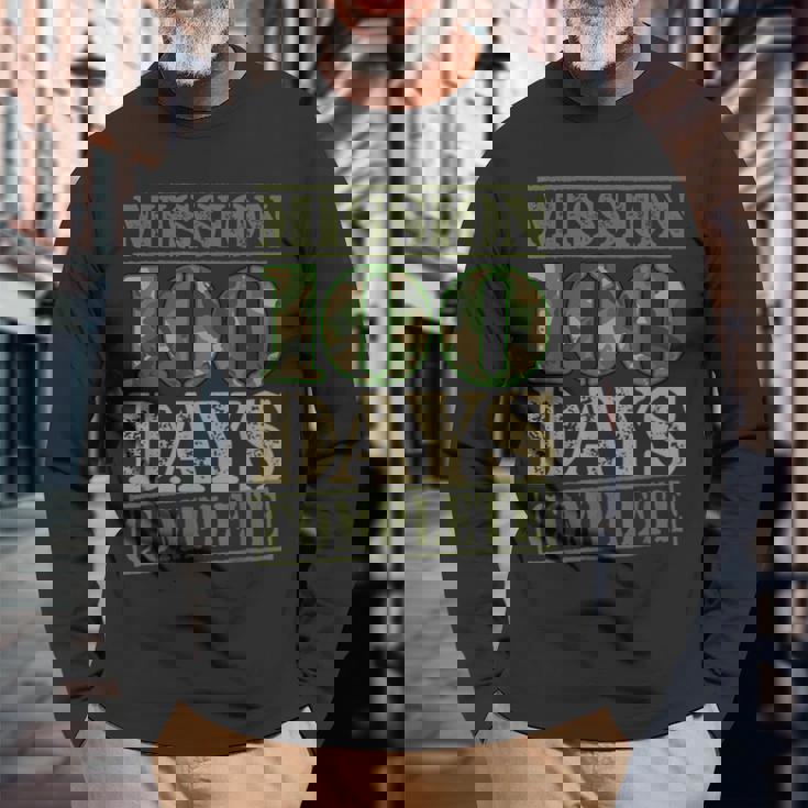 Mission 100 Days Complete Camouflage 100 Days Of School Long Sleeve T-Shirt Gifts for Old Men