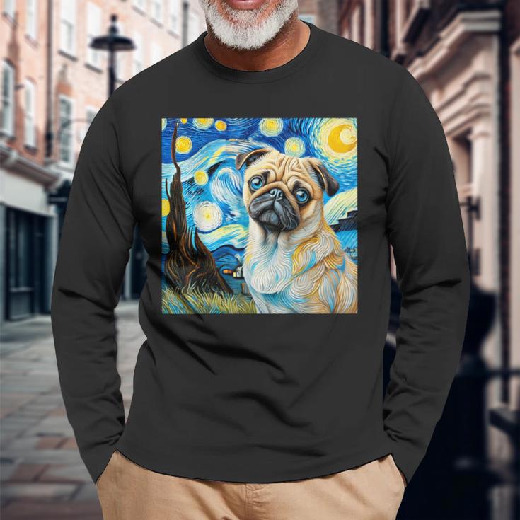 Mops Unter Dem Sternenhimmel Langarmshirts Geschenke für alte Männer