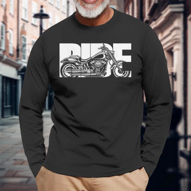 Motorcycle Biker Ride Langarmshirts Geschenke für alte Männer