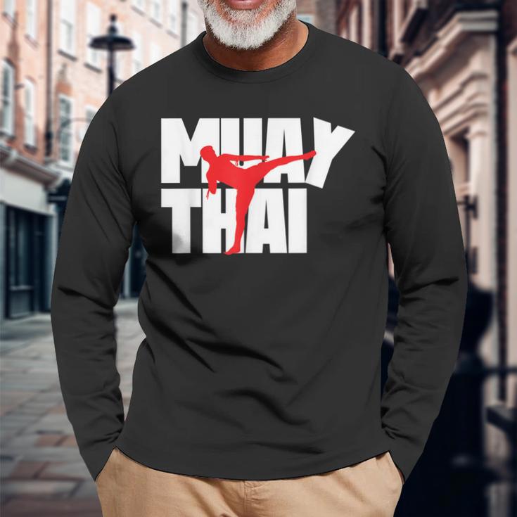 Muay Thai Thai Boxing Langarmshirts Geschenke für alte Männer