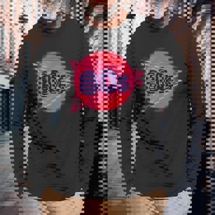 Nacido En Los Años 80 Neon Light Disco Música Cumpleaños Punk Music Camiseta de manga larga Regalos para ancianos