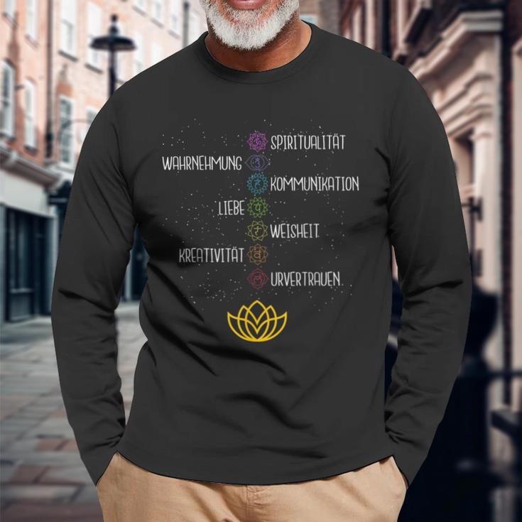 Namaste Yoga 7 Chakras Meditation S Langarmshirts Geschenke für alte Männer