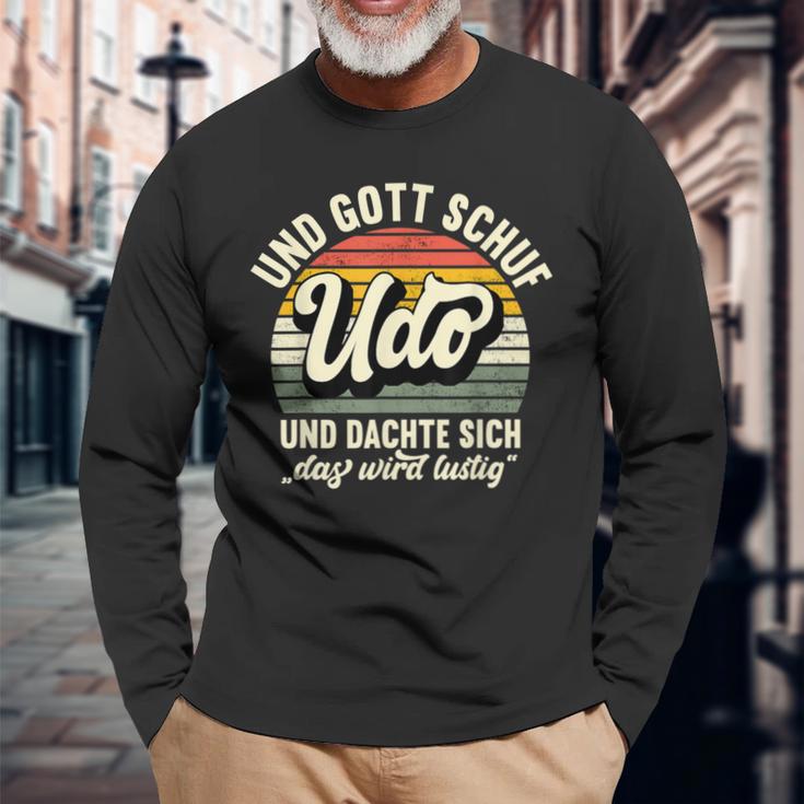 Name Udo Slogan And Gott Schuf Udo S Langarmshirts Geschenke für alte Männer