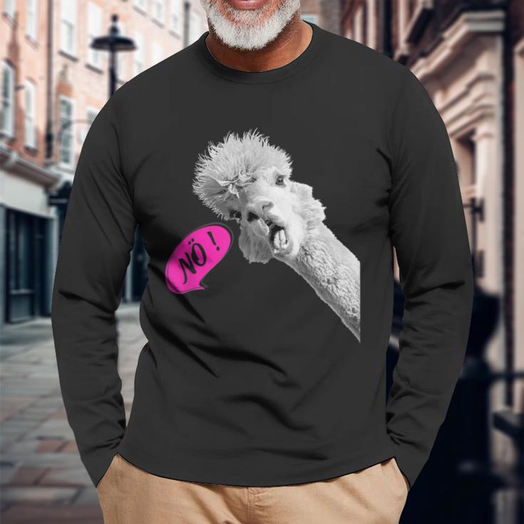 Nö Einfach Nö Talking Cute Alpaca Langarmshirts Geschenke für alte Männer