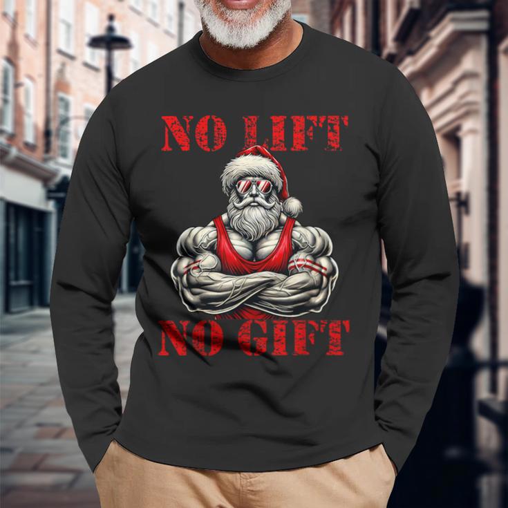 No Lift No Fitness Santa Muscle Christmas Langarmshirts Geschenke für alte Männer