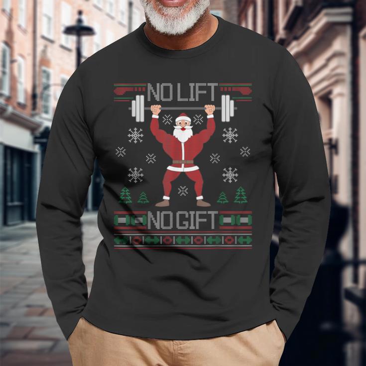 No Lift No Ugly Christmas Jumper Gym Santa Langarmshirts Geschenke für alte Männer