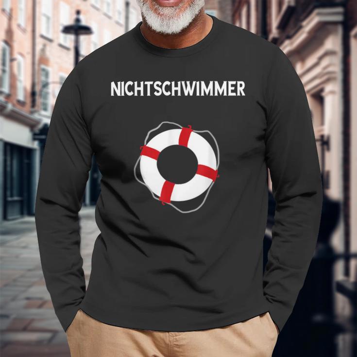 No Swimmer Lifebuoy Swimming Pool Swimming Langarmshirts Geschenke für alte Männer