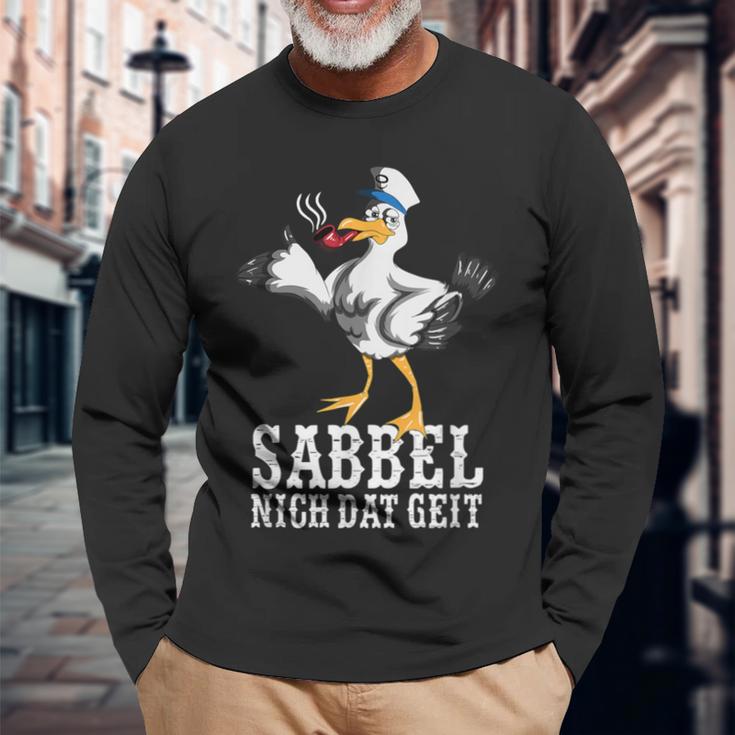 With North German Seagull Plattdeutsch Norden Langarmshirts Geschenke für alte Männer