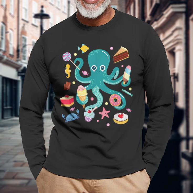 Octopus Cake Tentacle Sea Animals Children's Langarmshirts Geschenke für alte Männer