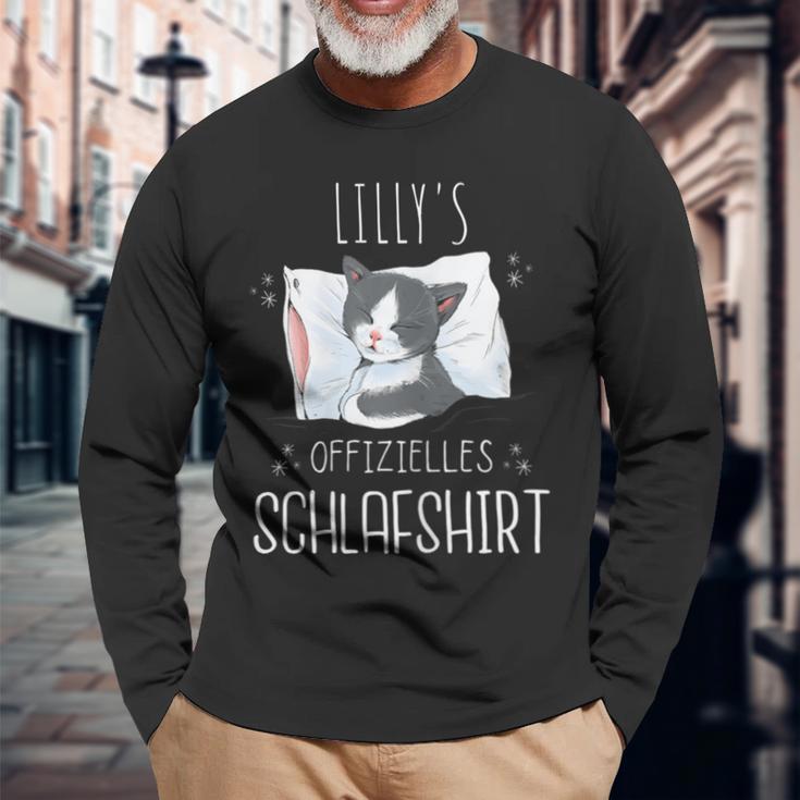 Official Cat Sleep Personalised Name Lilly Langarmshirts Geschenke für alte Männer