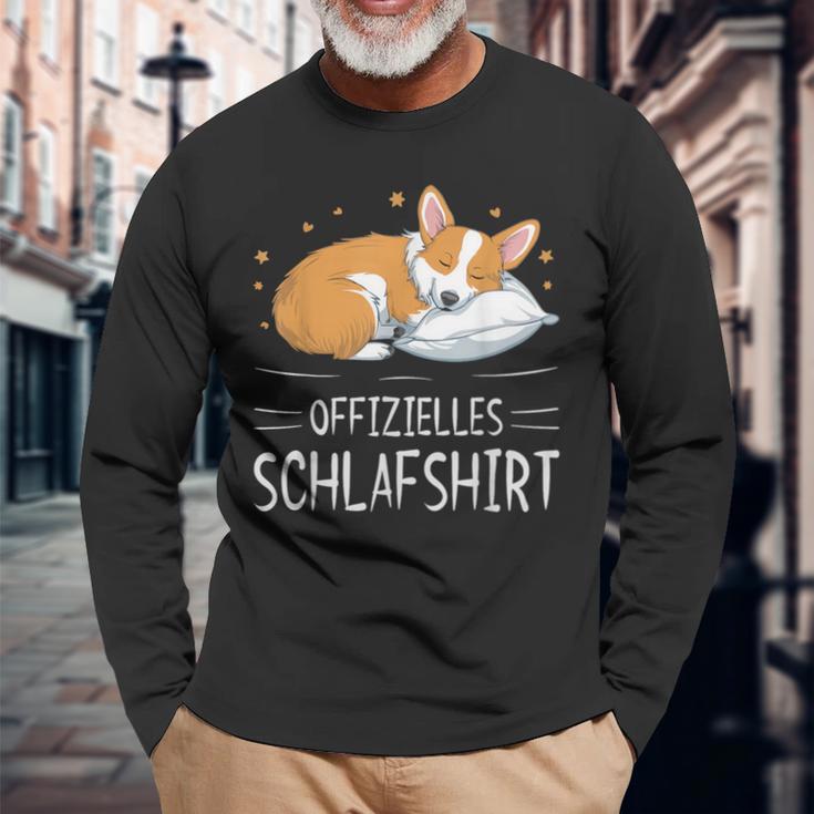 Official Sleep Corgi Dog Sleeping Chilling Dog Langarmshirts Geschenke für alte Männer