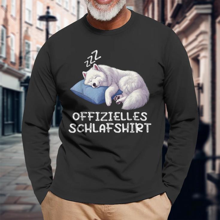 Official Sleep Samoyed Samoyed Samoyed Owner Langarmshirts Geschenke für alte Männer