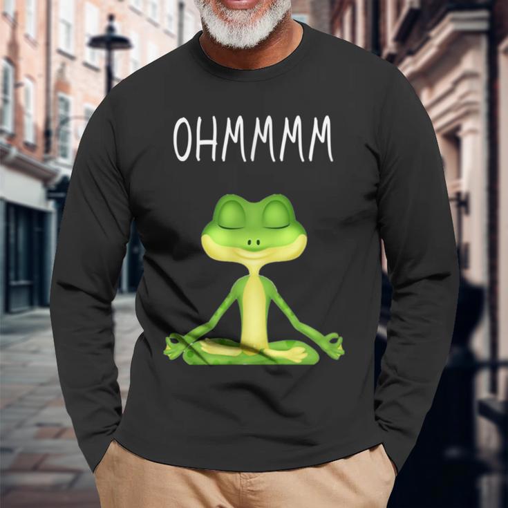 Ohmmmm With Saying Frog Meditation S Langarmshirts Geschenke für alte Männer