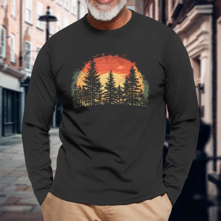 Outdoor Tree Nature Lovers Sunset Retro Forest Langarmshirts Geschenke für alte Männer