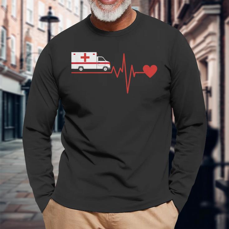 Paramedic With Emergency Service Driver Ekg Langarmshirts Geschenke für alte Männer