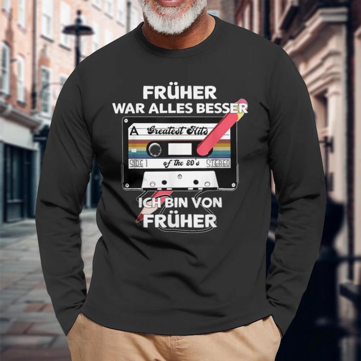 With Pencil Früher War Alles Besser Retro Cassette Langarmshirts Geschenke für alte Männer