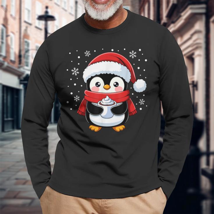 Penguin Christmas Santa Claus Cute Penguin Love Langarmshirts Geschenke für alte Männer