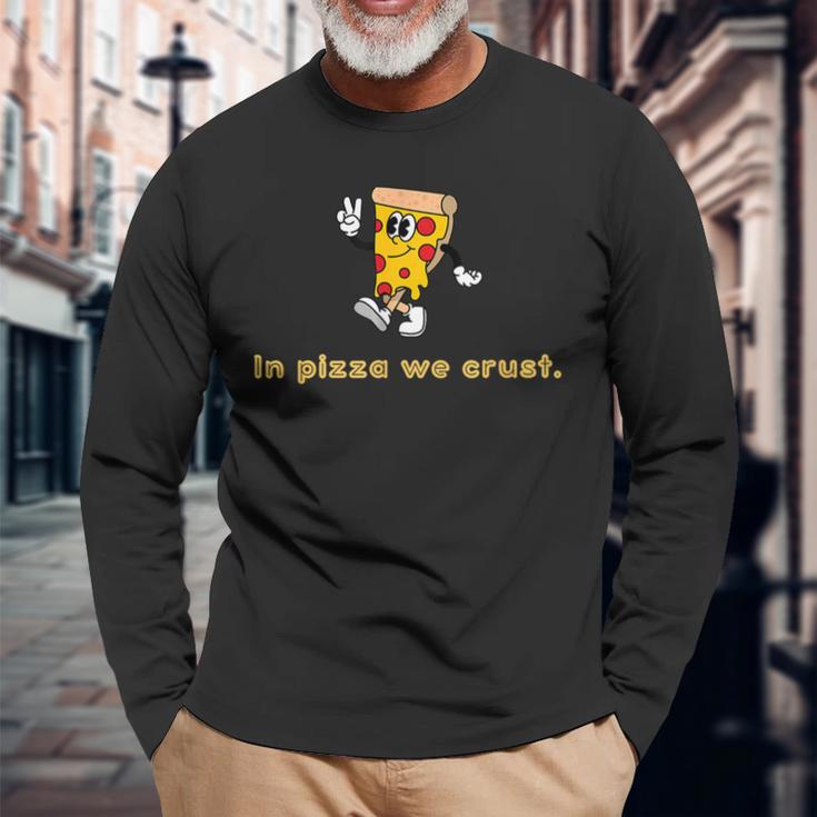 In Pizza We Crust Retro Pizza Illustration Langarmshirts Geschenke für alte Männer