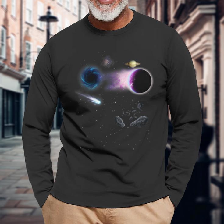 Planets Space Universe Solar System Astronaut Space Langarmshirts Geschenke für alte Männer