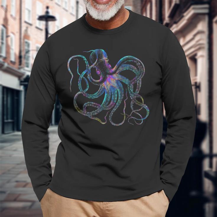 Psychedelic Octopus Octopus Langarmshirts Geschenke für alte Männer