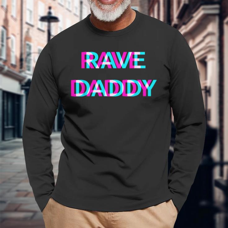 Rave Daddy Techno Edm Music Festival Father Dad Raver Langarmshirts Geschenke für alte Männer