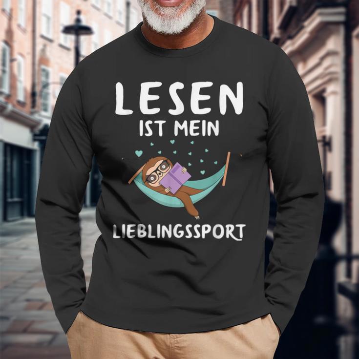 Reading Books Chain Reader Bookworm Book Lovers Saying Langarmshirts Geschenke für alte Männer