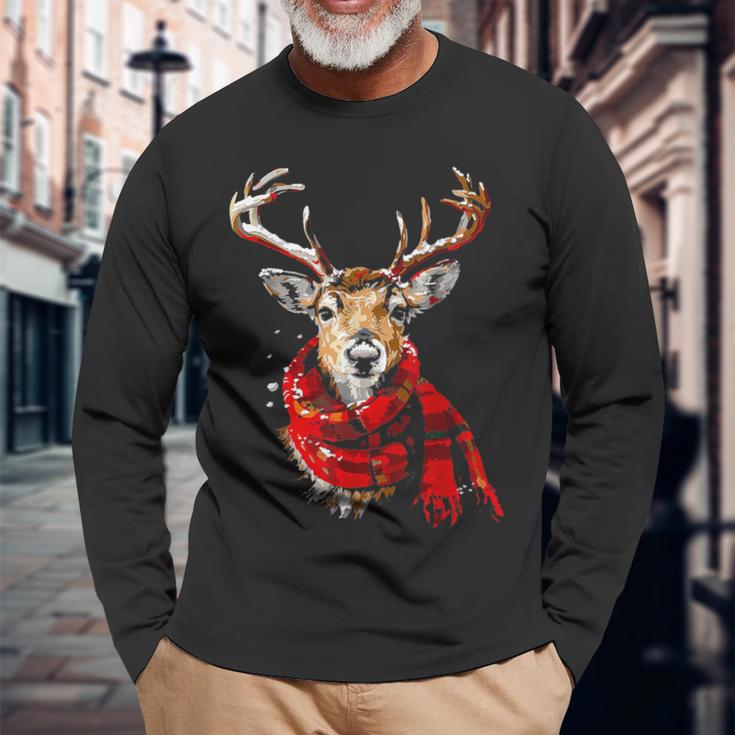 Reindeer Graphic Illustration Reindeer Langarmshirts Geschenke für alte Männer