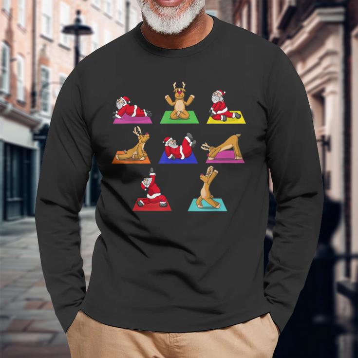 Reindeer Yoga Santa Xmas Meditation Chakra Christmas Langarmshirts Geschenke für alte Männer