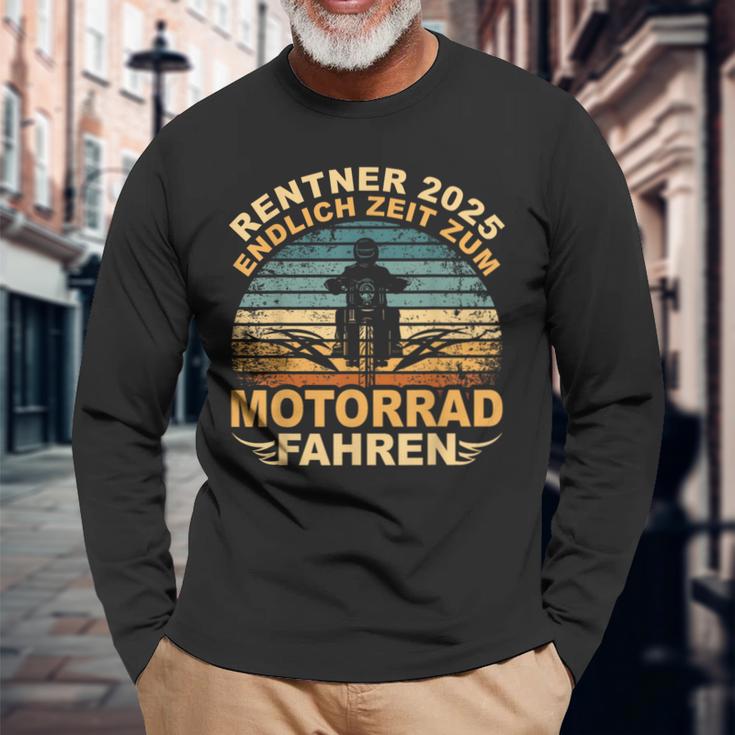 Rentner 2025 Motorrad Motorsport Motorradfahrer Rente Langarmshirts Geschenke für alte Männer