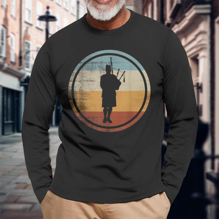 Retrointage Bagpipe Musician Bagpipe Player Langarmshirts Geschenke für alte Männer