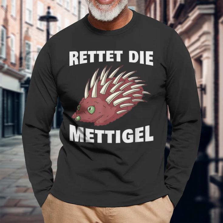 Rettet Die Mettigel Mettbrötchen Minced Meat Minced Meat Peter Mett Langarmshirts Geschenke für alte Männer