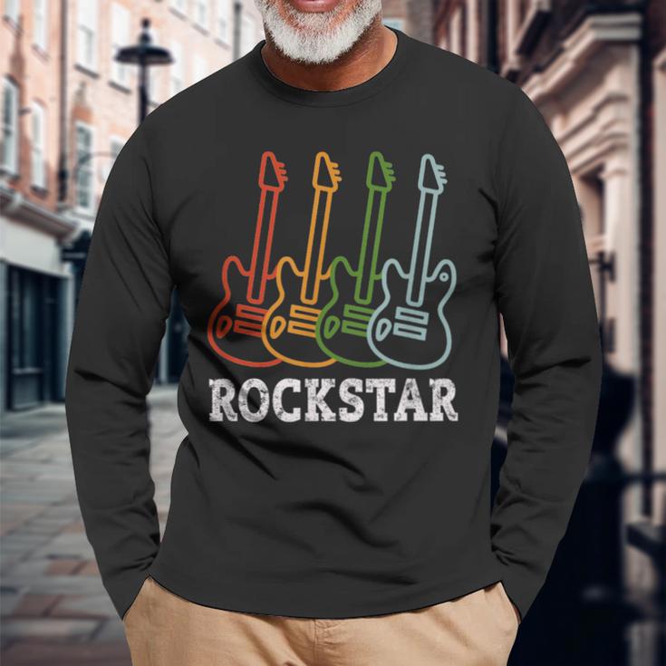 Rockstar Children'sintage Guitar Rockstar Langarmshirts Geschenke für alte Männer